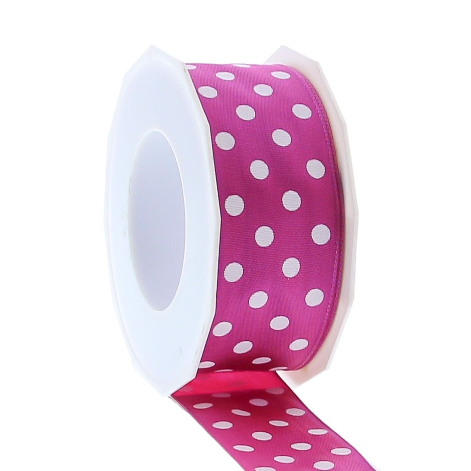 Ribbon polka dots - 40mm x 20m - Fuchsia