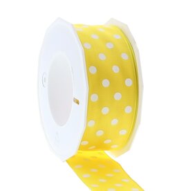 Lint polka dots -  40mm x 20m - Geel