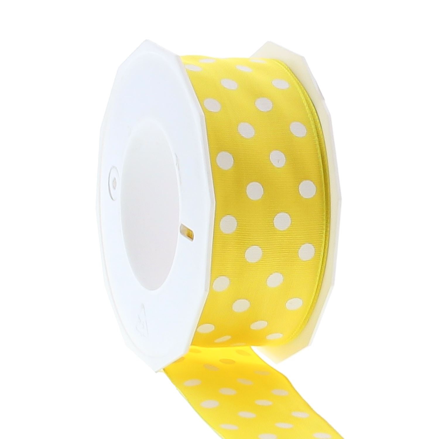 Lint polka dots -  40mm x 20m - Geel