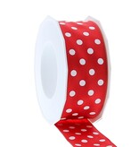 Lint polka dots -  40mm x 20m - Rood