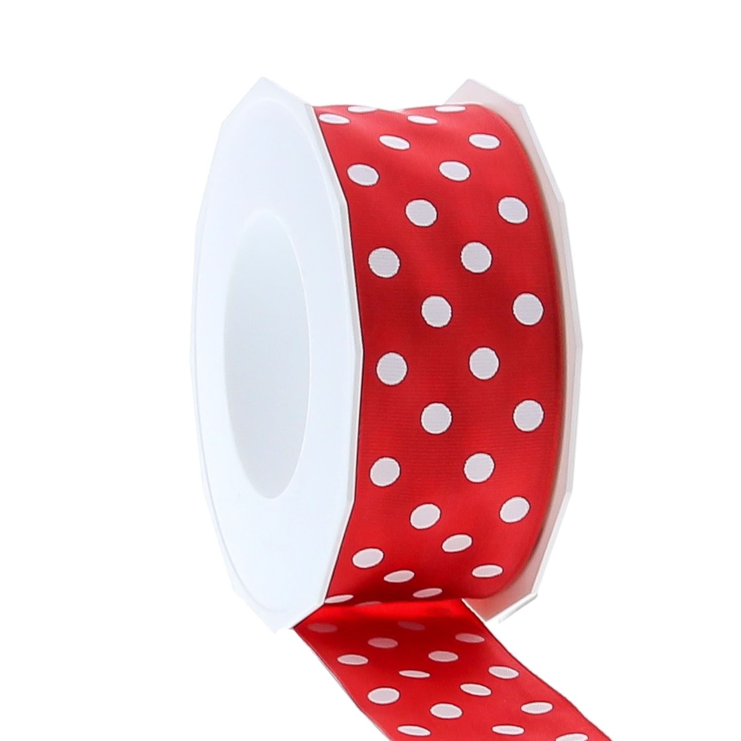 Lint polka dots -  40mm x 20m - Rood
