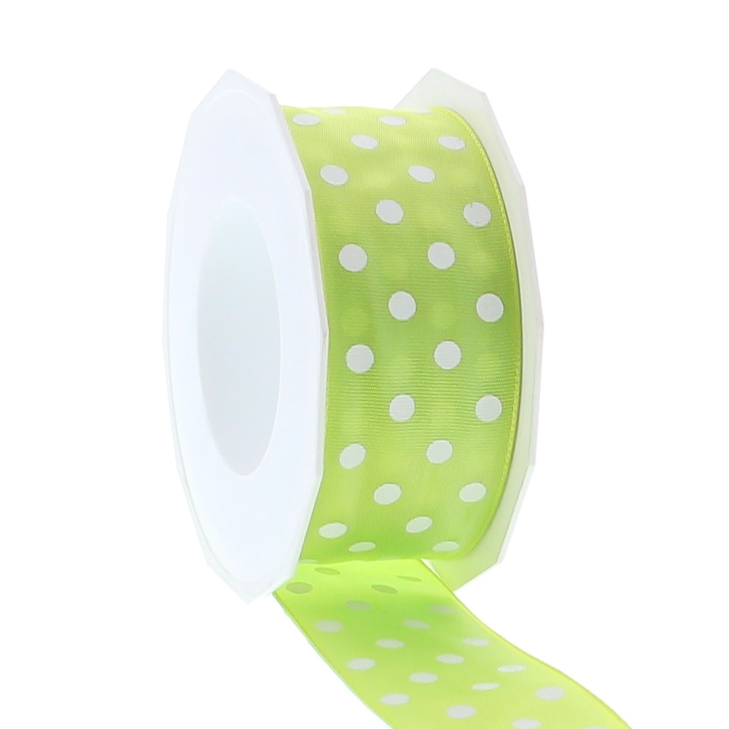Lint polka dots -  40mm x 20m - Groen
