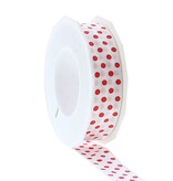 Lint polka dots -  25mm x 20m - Wit