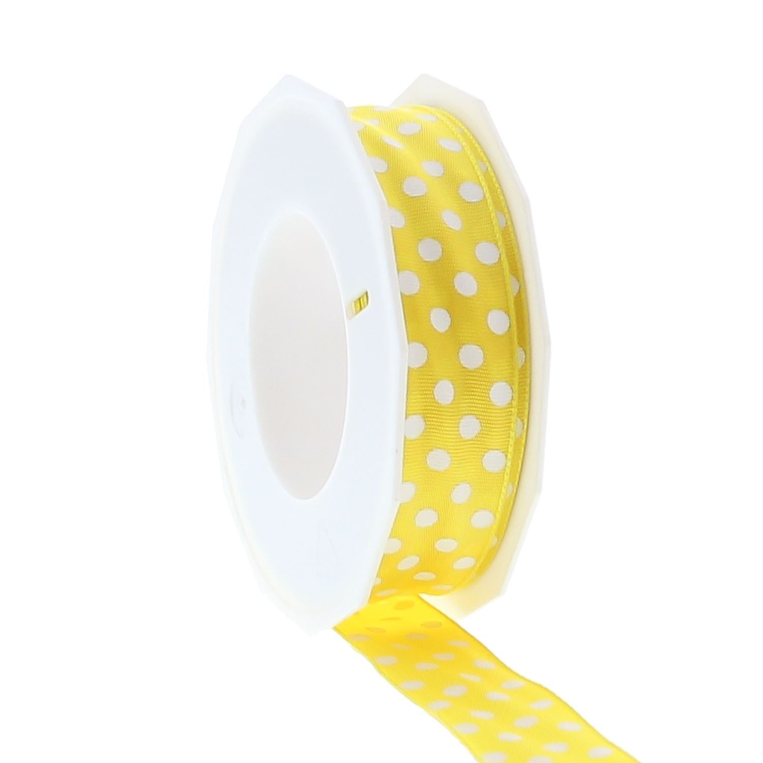 Lint polka dots -  25mm x 20m -  Geel