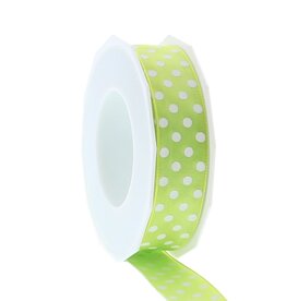 Lint polka dots - 25mm x 20m - Groen