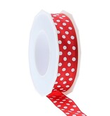 Lint polka dots -  25mm x 20m - Rood