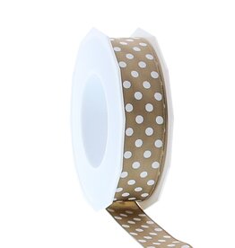 Ribbon polka dots - 25mm x 20m - Taupe