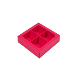 Boîte fuchsia carré avec interiéur pour 4 pralines - 75*75*25 mm - 40 pièces