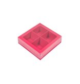 Boîte fuchsia carré avec interiéur pour 4 pralines - 75*75*25 mm - 40 pièces