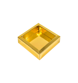 Gold square window box with lid