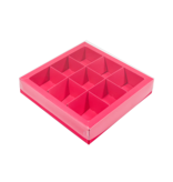Boîte fuchsia carré avec interiéur pour 9 pralines - 115*115*25mm - 48 pièces