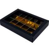 Black window box with interior for 15 chocolates - 175*120*33mm - 50 pieces