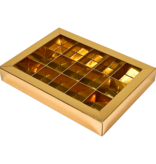 Gold window box with interior for 15 chocolates - 175*120*33mm - 50 pieces
