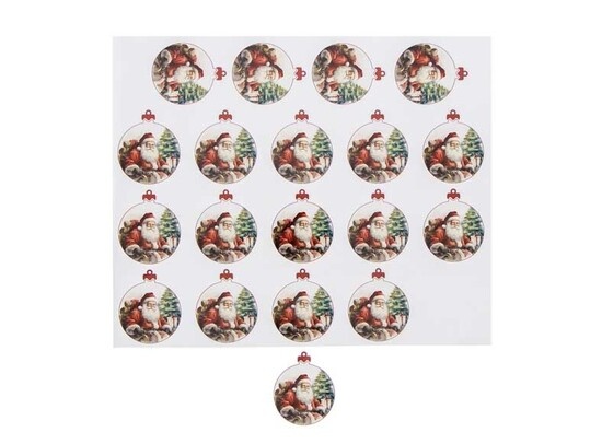 Sticker 4 cm Santa "Baba"  Christmas ball shiny