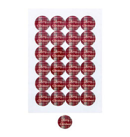 "Carreau" Sticker 4 cm " Merry Christmas" red
