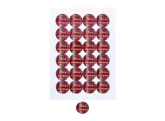 "Carreau"Sticker 4 cm " Merry Christmas" Rot