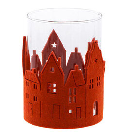 Tealight holder houses in felt rust
