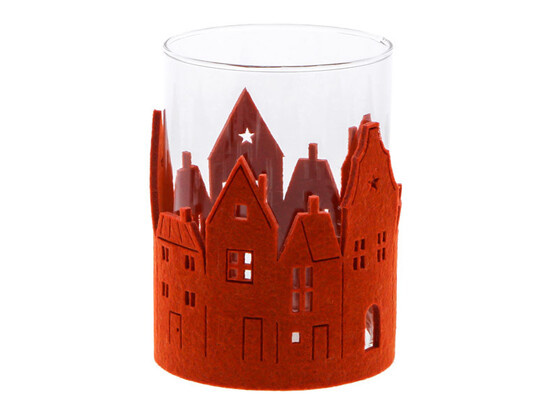 Tealight holder houses in felt rust -97*129mm - 6 pieces