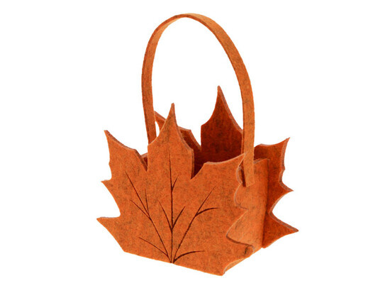 Herfstblad mandje met hengsel oranje