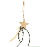 Lucky star and tree in natural with black and linen string