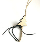 Lucky star and tree in natural with black and linen string
