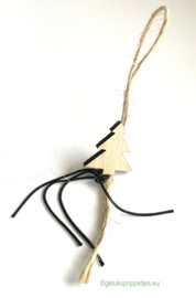 Lucky star and tree in natural with black and linen string