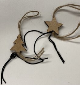 Lucky star and tree in natural with black and linen string