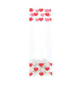 Block bottom bag printed with hearts