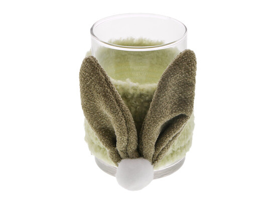 "Curly plush"  Tea light holder with  rabbit ears.