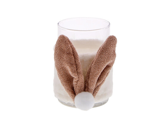 "Curly plush"  Tea light holder with  rabbit ears.
