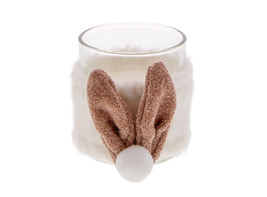"Curly plush"  Tea light holder with  rabbit ears.