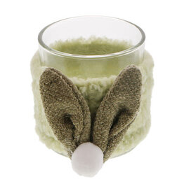 "Curly plush" Teelichthalterhäuser mit Hasenohren.