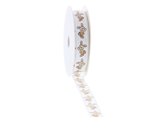 Wired ribbon "Bunny Basket" bunny - White