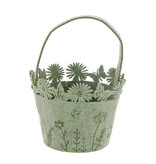 "Sommerlicher“ konischer Korb mit Henkel, rauchgrün