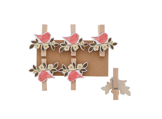 "Fleur" bird flower branch clip