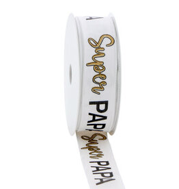 Ribbon with threadone line "Super Papa" 25mmx20m goud