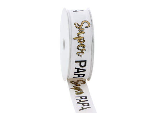 Ruban avec fil one line "Super Papa" 25mmx20m goud