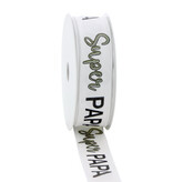 Band mit Faden one line "Super Papa" 25mmx20m goud