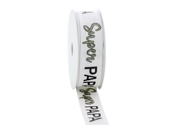 Band mit Faden one line "Super Papa" 25mmx20m goud