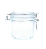 Glazen pot met koperkleurige ijzersluiting medium - 85mm x 105mm x 85mm - 6 stuks