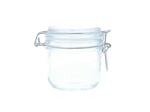 Glazen pot met koperkleurige ijzersluiting medium - 85mm x 105mm x 85mm - 6 stuks