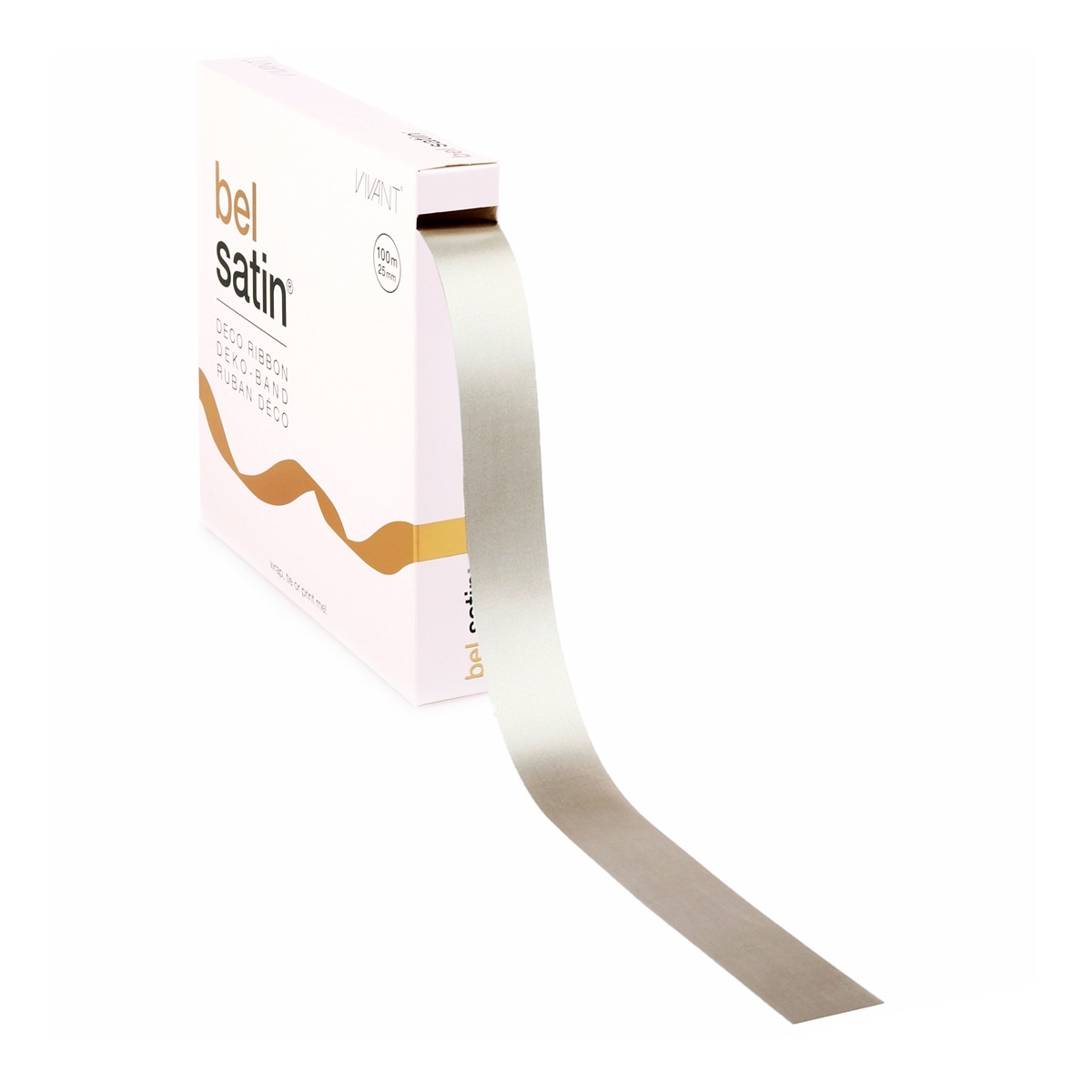 Bel Satin ruban 25mm - Taupe/ Tamarinde