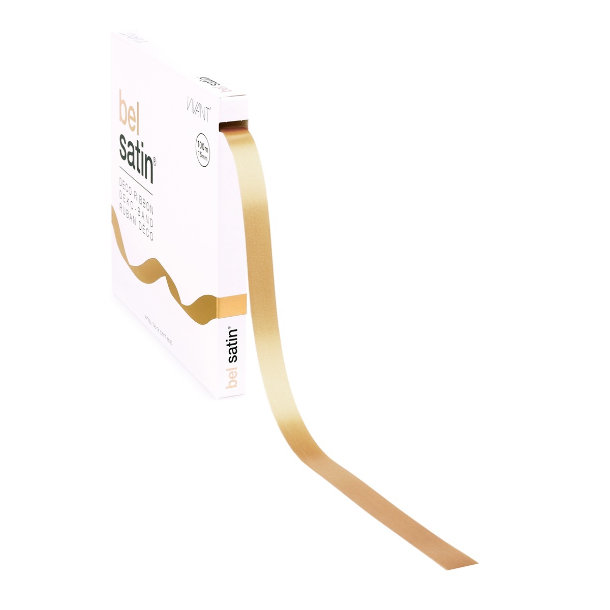 Bel satin ruban 15mm - Light Gold