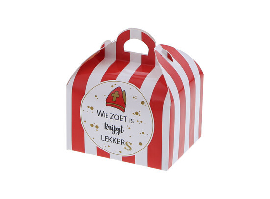 Sweetbox met handvat 250 gr. "Sweets" wie zoet is ....