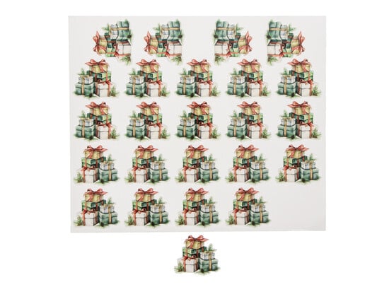 Sticker blinkend Christmas "Winter scene" cadeautjes