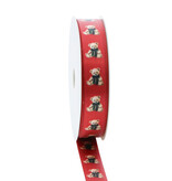 Satijnlint Christmas "Winter scene" beer rood