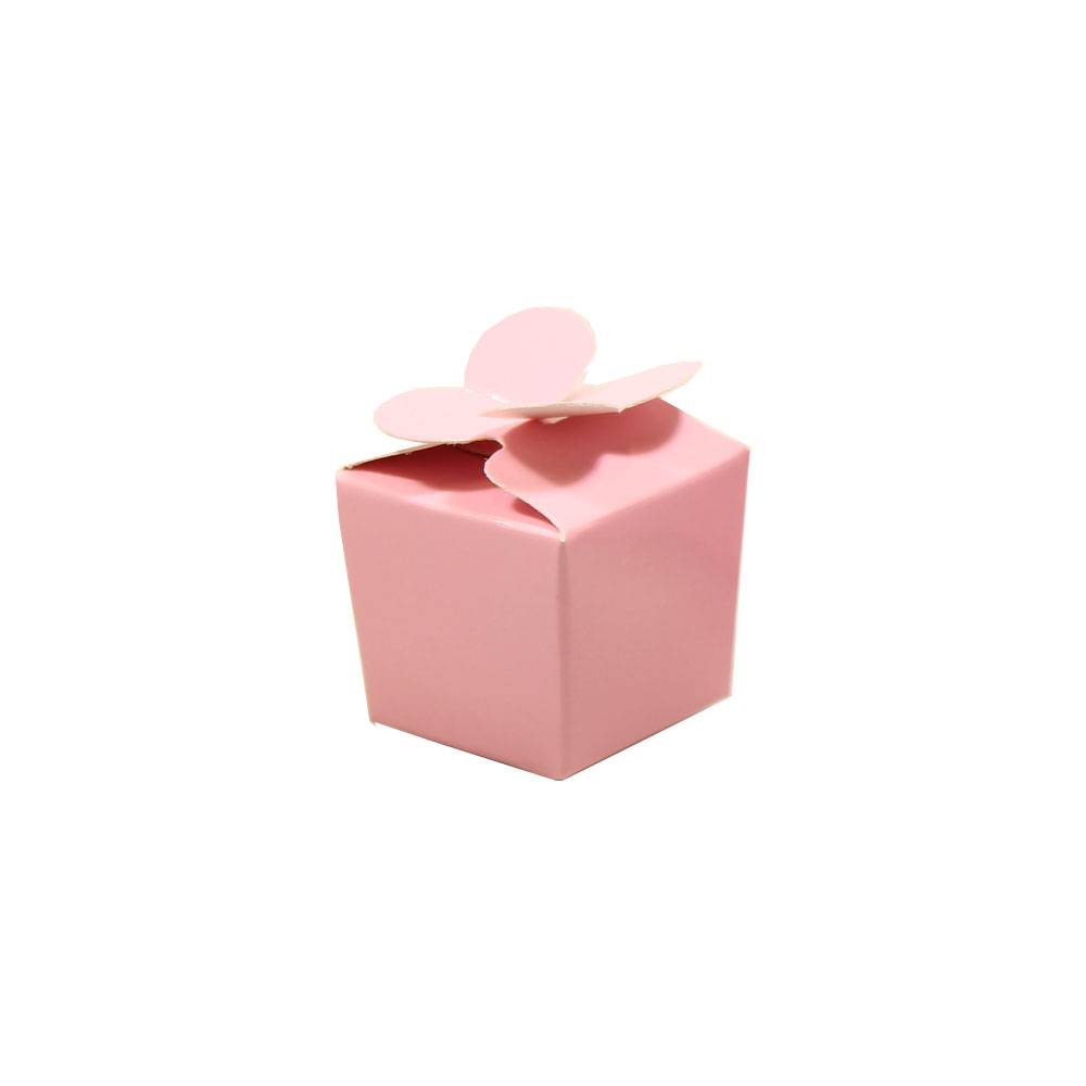 Mini ballotin voor 1 bonbon - roze - 30*30*30 mm - 100 stuks