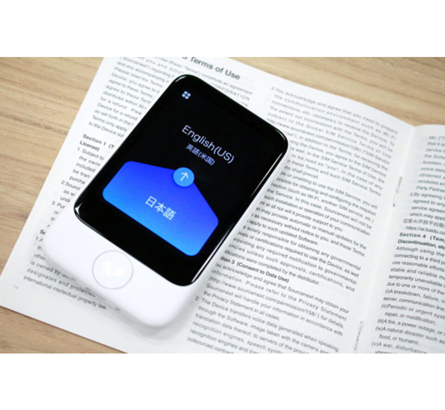 Pocketalk S2 Mini Vertaalcomputer + eSIM 5 Jaar - Realtime Vertaler 92+ Talen