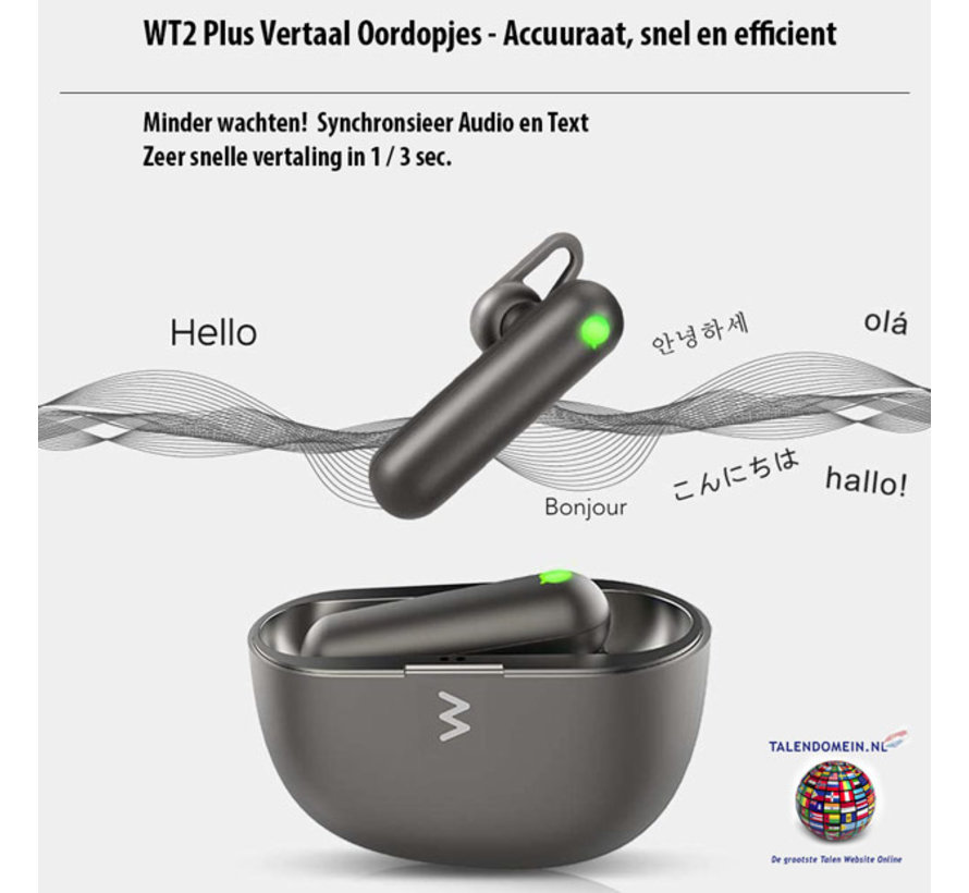 Timekettle WT2 Plus - Vertaal Oordopjes  / Translation Earbuds (Zwart)