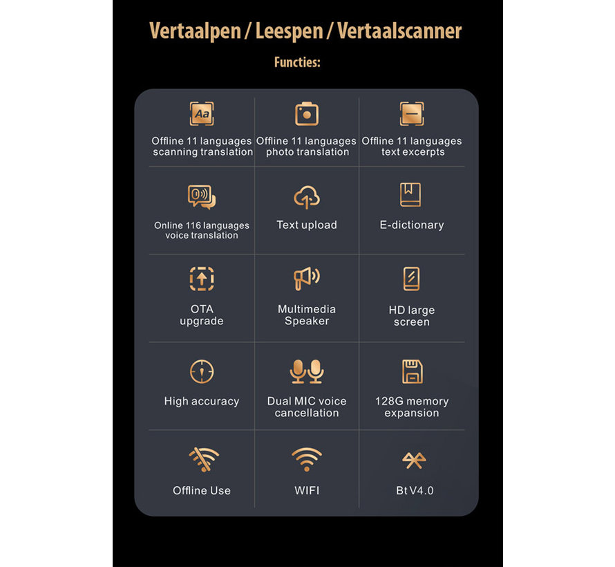 ECV - Vertaalpen - Scanning en Vertaal Pen 116 Talen - Touch Screen Vertaler Apparaat Scanner